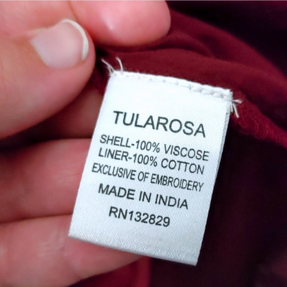 Tularosa Burgundy Red Fiona Off Shoulder Embroidered Mini Dress Size Medium M - Picture 9 of 11